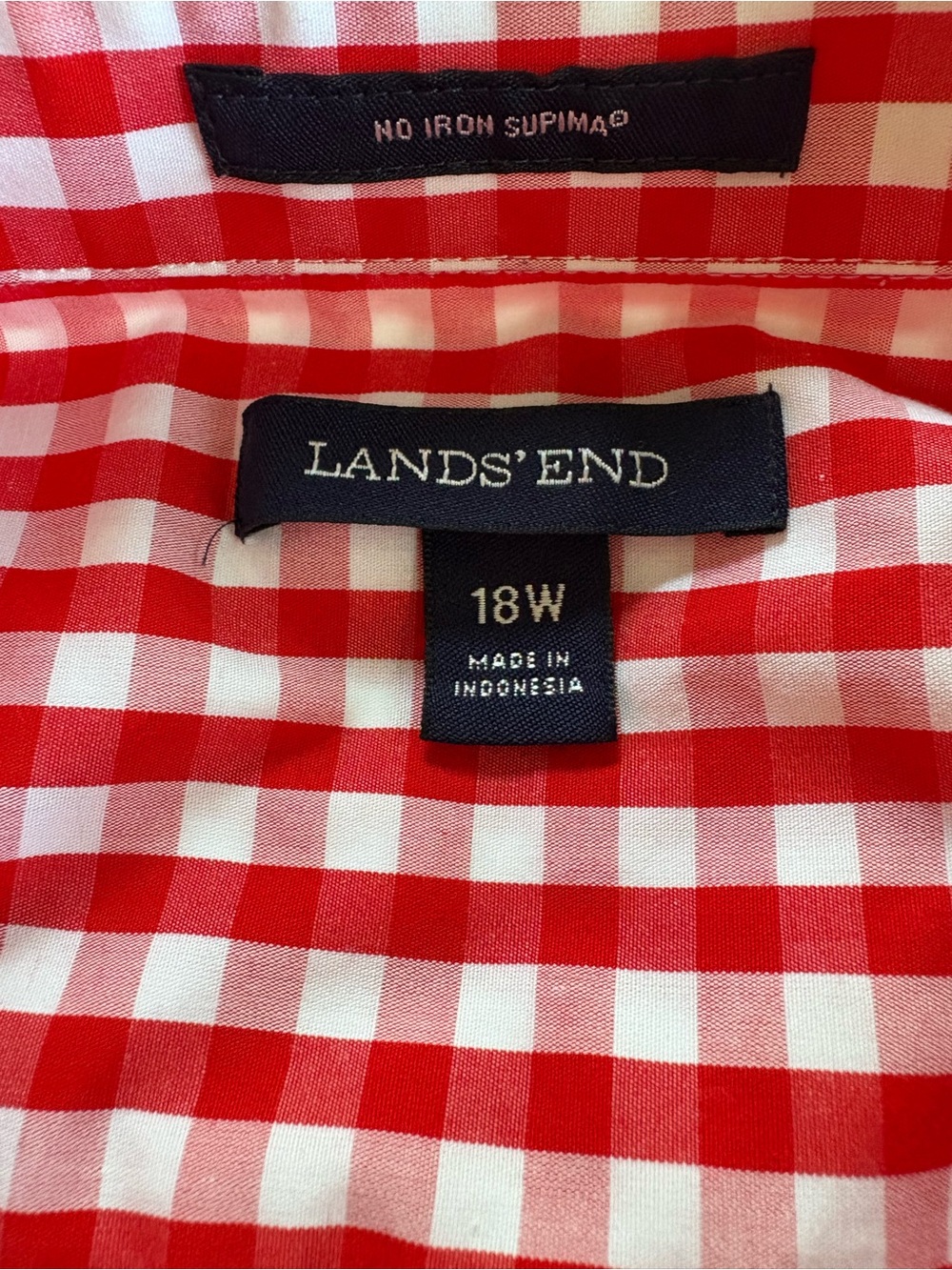 Gingham Blouse 18 Lands End Like New Red and White Americana - Picture 7 of 9